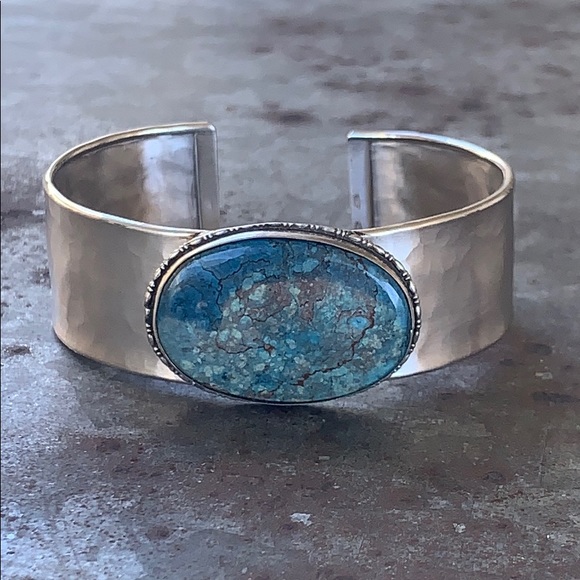 Chrysocolla Sterling Silver Cuff Bracelet